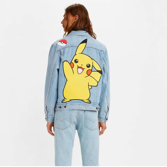 LEVIS X POKÉMON Special Anniversary Denim Jacket/Jean. RARE set! Size Lrg/34/32 - Picture 3 of 12